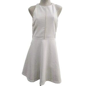 PLK Women's Large Townsen White Fit & Flare Sleeveless Coated Dress